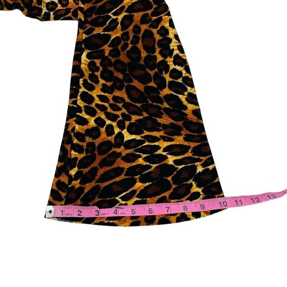 10/25🦋 Leopard Print Fuzzy Flare Costume Pants w/Black Sequin Waistband - Medium - Picture 14 of 15